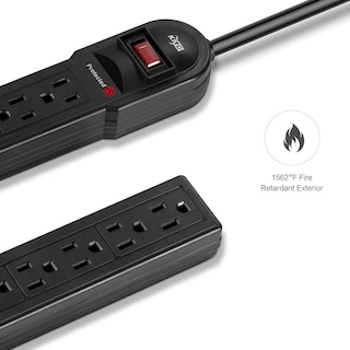 Foto 4 | Protector Contra Sobretensiones Power Strip Kmc De 6 Salidas Paquete De 6 Con Cable De 4 Pies - Venta Internacional.