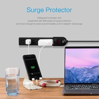 Foto 7 | Protector Contra Sobretensiones Power Strip Kmc De 6 Salidas Paquete De 6 Con Cable De 4 Pies - Venta Internacional.