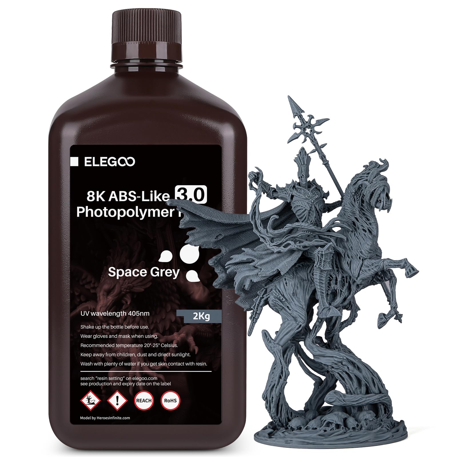 Resina De Impresión 3d Elegoo 8k Tipo Abs 3.0 2 Kg Space Grey - Venta Internacional.