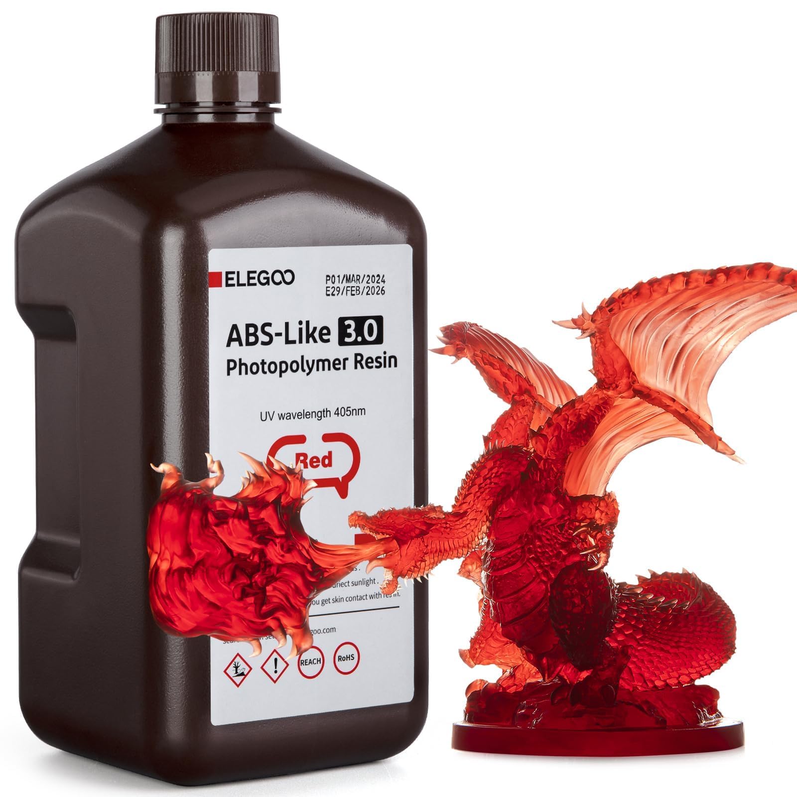 Foto 2 pulgar | Impresora 3d De Resina Elegoo Tipo Abs 3.0 405 Nm, 2 Kg, Color Rojo Transparente - Venta Internacional.