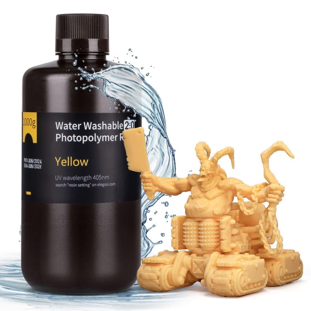 Impresora 3d De Resina Elegoo, Lavable Con Agua 2.0, Amarilla, 1 Kg - Venta Internacional.