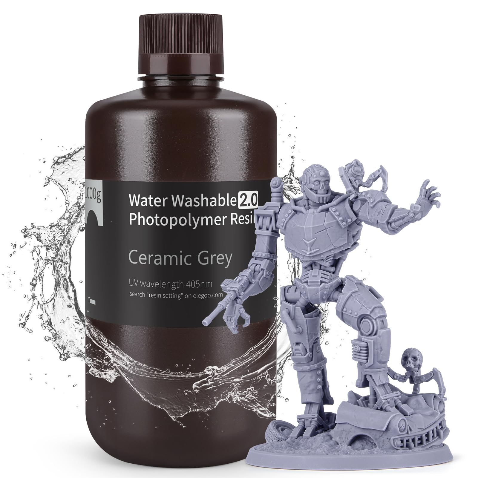 Impresora 3d De Resina Elegoo Mejorada, Lavable Con Agua 2.0, Gris, 1 Litro - Venta Internacional.