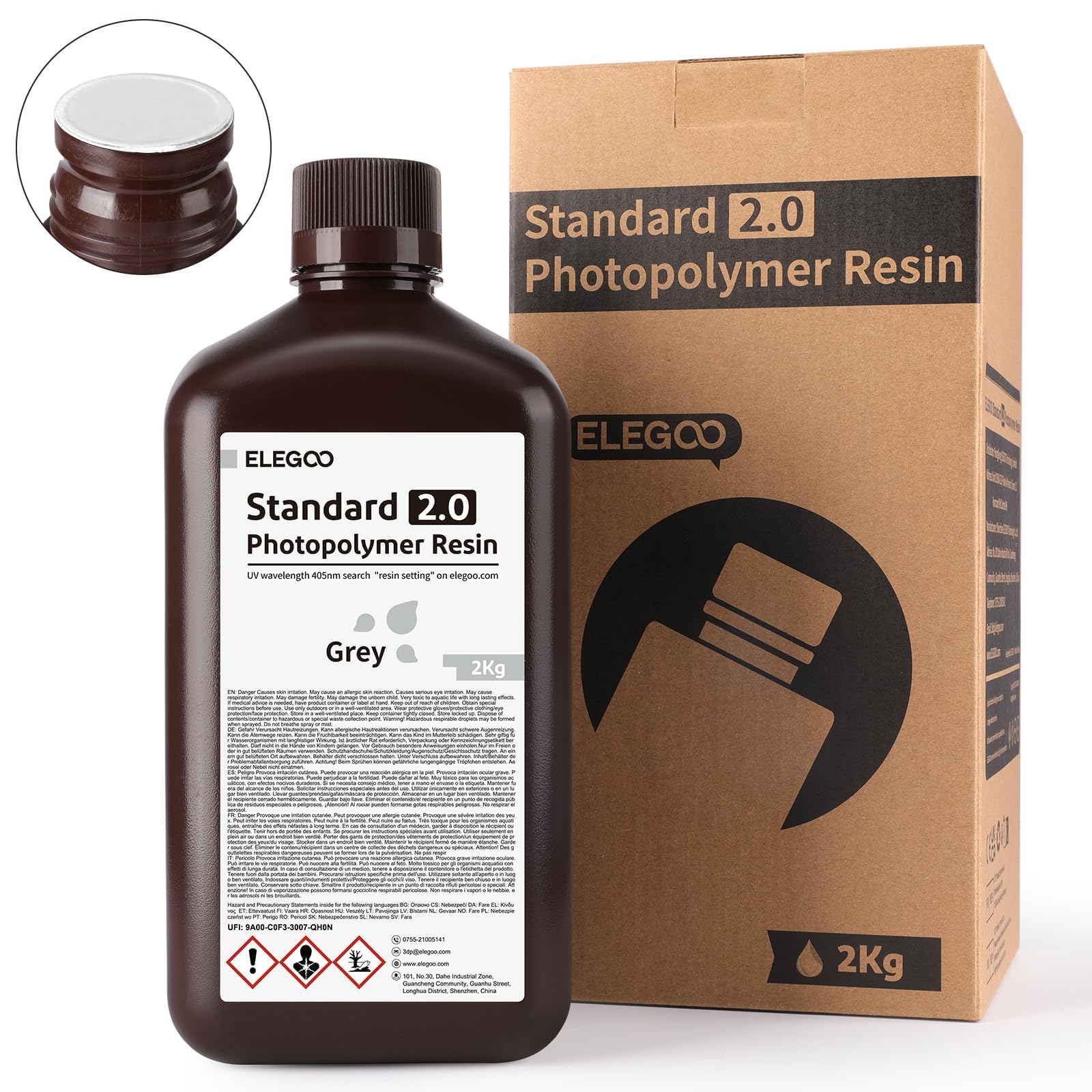 Foto 8 pulgar | Resina Elegoo Upgrade Standard 2.0 Para Impresora 3d De 2 Kg  Color Gris - Venta Internacional.