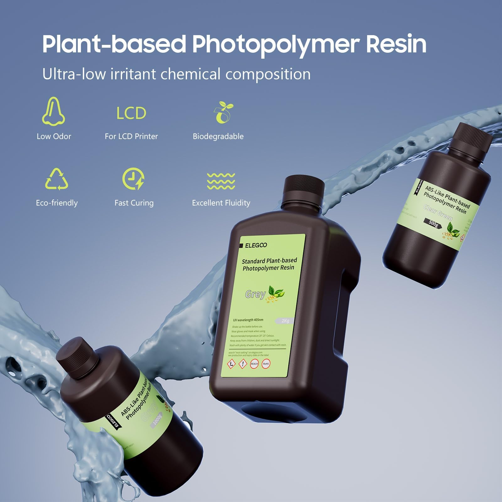 Foto 2 | Impresora 3d De Resina Elegoo Standard A Base De Plantas  1 Kg  Negra  405 Nm - Venta Internacional.