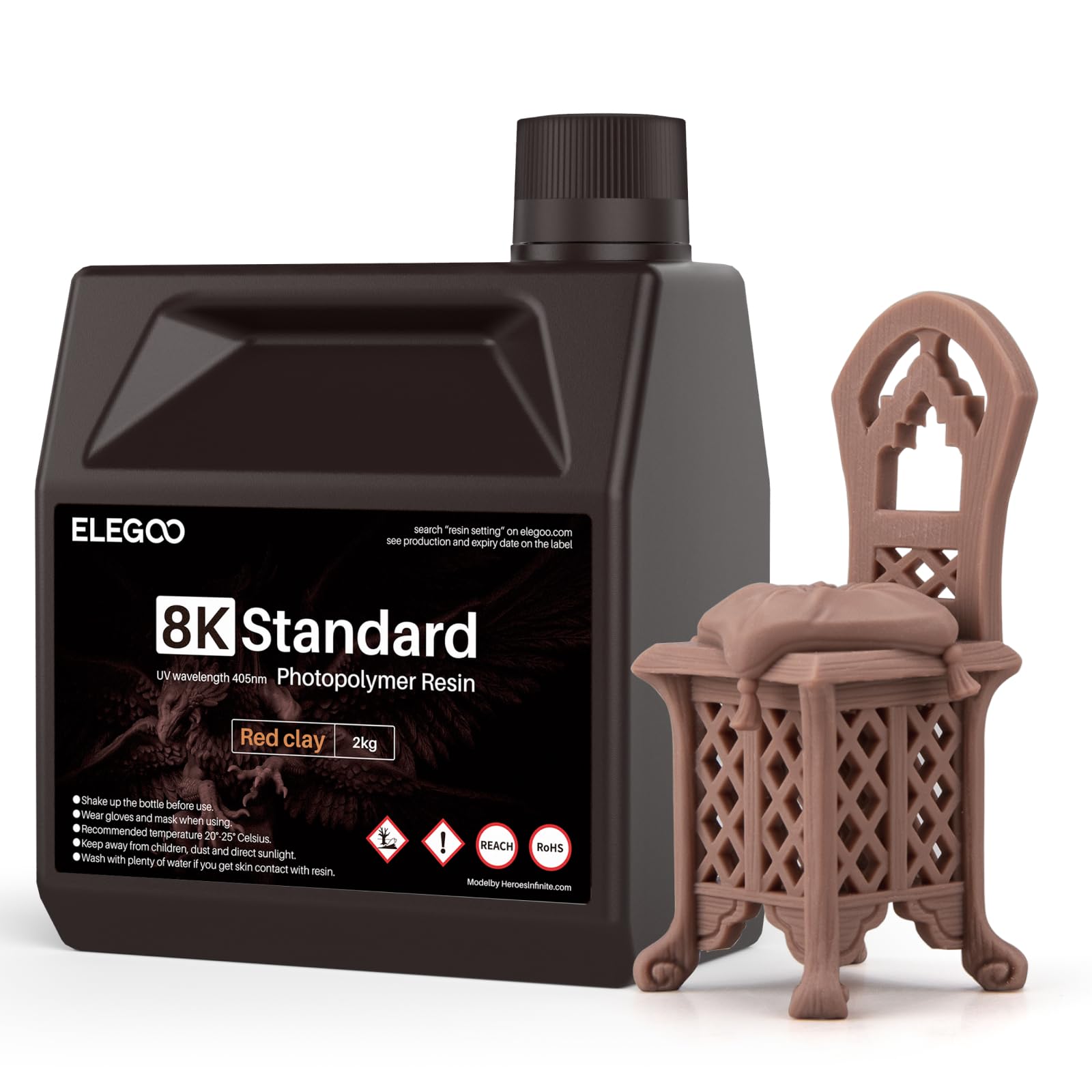 Foto 2 pulgar | Resina Elegoo 8k Standard Para Impresión 3d  Arcilla Roja De 2 Kg - Venta Internacional.