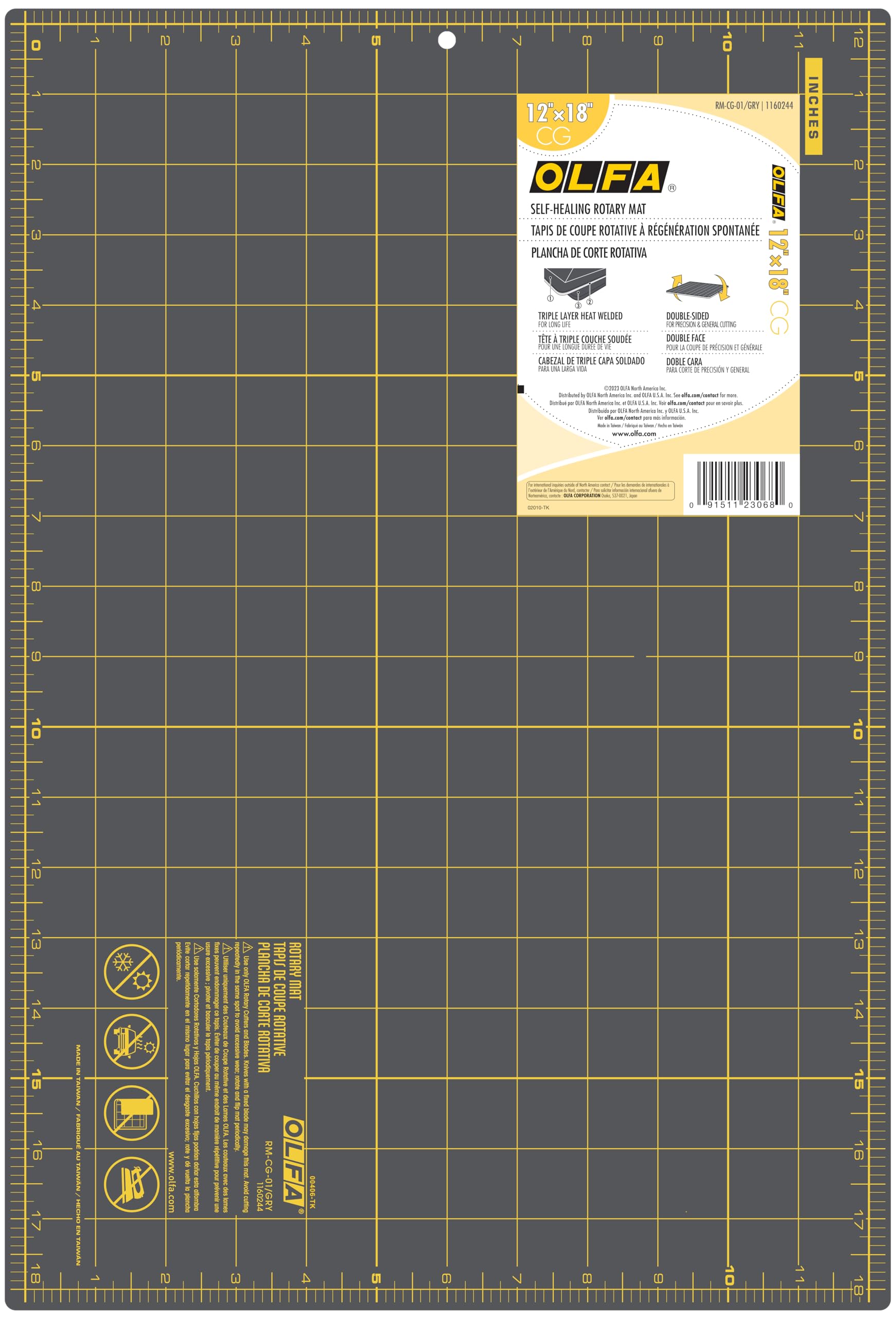 Alfombrilla De Corte Olfa, Autorreparable, Doble Cara, 15 X 45 Cm, Gris - Venta Internacional.