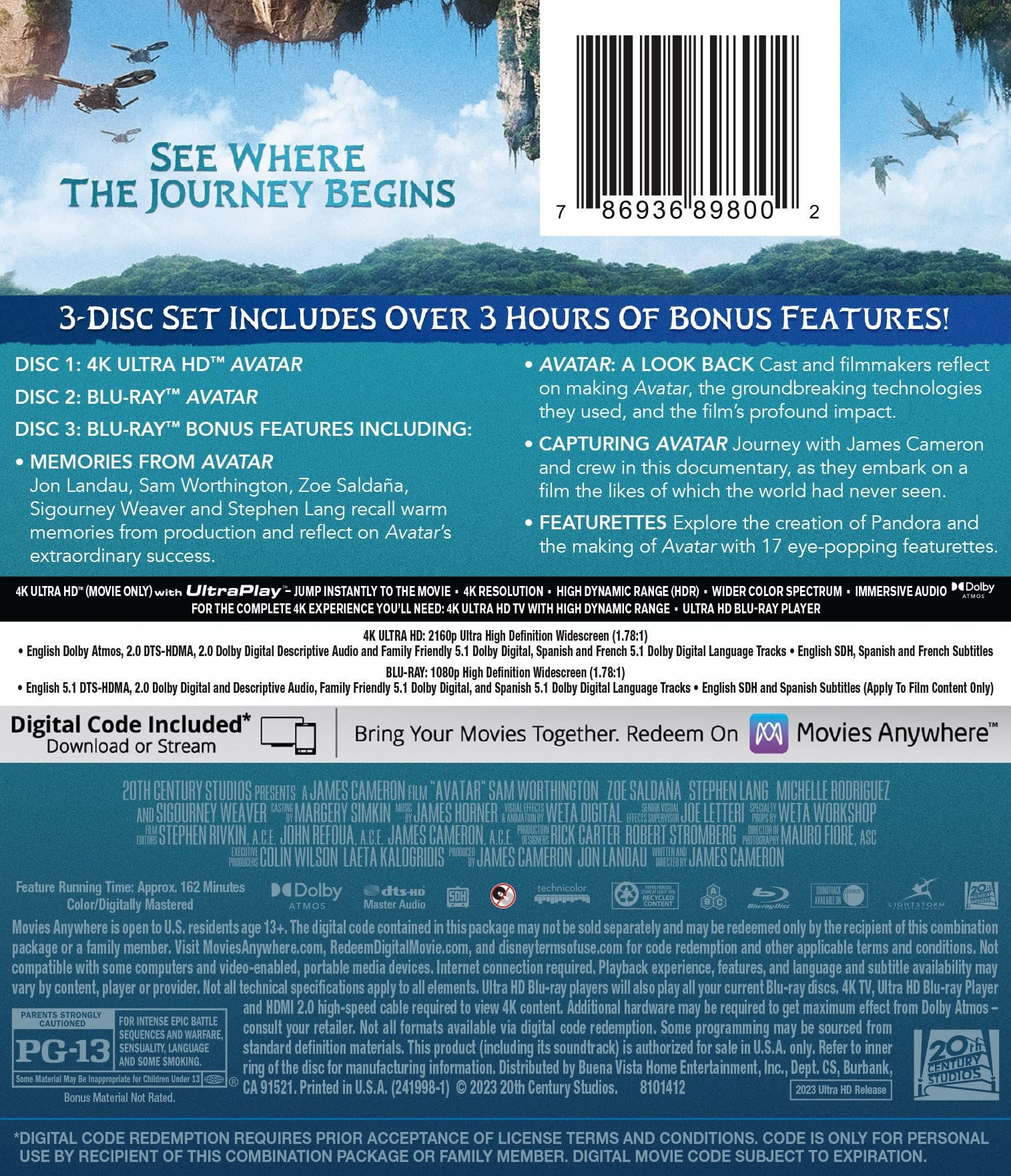 Foto 3 pulgar | Disco Blu-ray Disney Avatar - Venta Internacional.