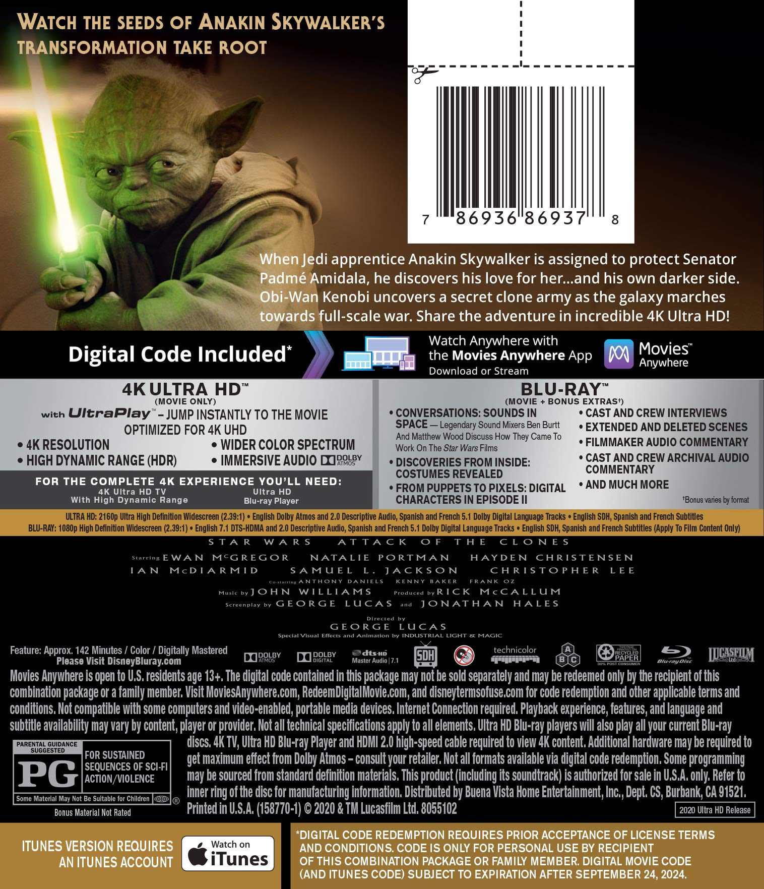 Foto 3 pulgar | Blu-ray Star Wars: Episodio Ii - El Ataque De Los Clones - Venta Internacional.