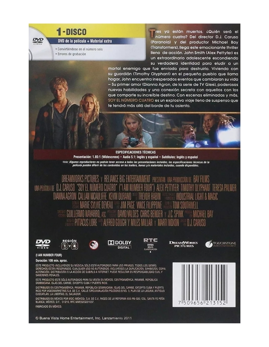 Foto 2 | Dvd Soy El Número Cuatro