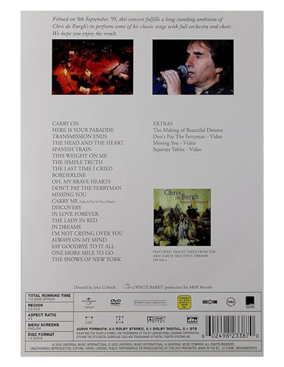 Foto 3 pulgar | Concierto en DVD Chris de Burgh: Beautiful Dreams 2005