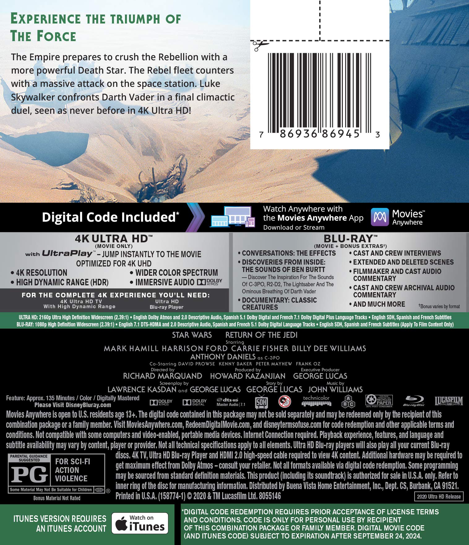 Foto 3 pulgar | Blu-ray Star Wars: Episodio Vi - El Regreso Del Jedi - Venta Internacional.