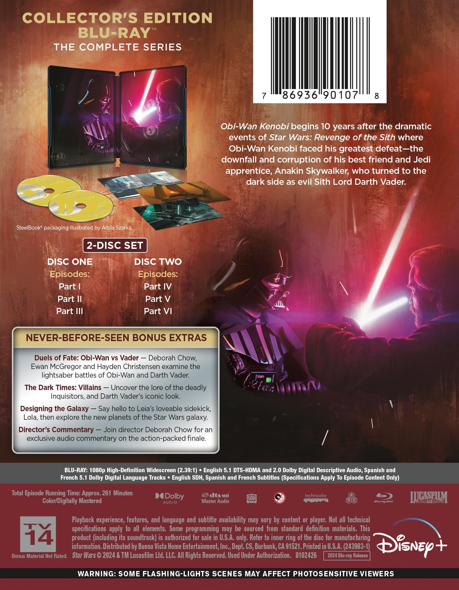 Foto 3 pulgar | Blu-ray Disney Obi-wan Kenobi Temporada 01 - Venta Internacional.