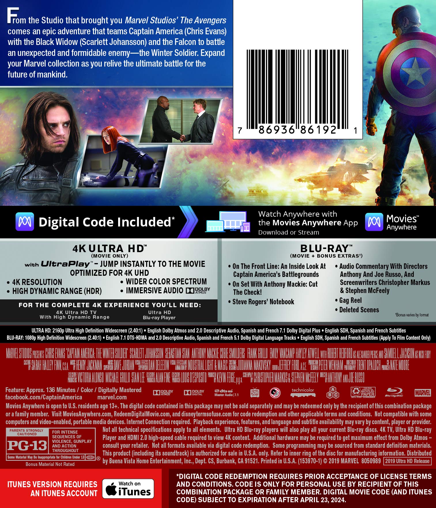 Foto 3 pulgar | Blu-ray Disney Capitán América: El Soldado De Invierno - Venta Internacional.