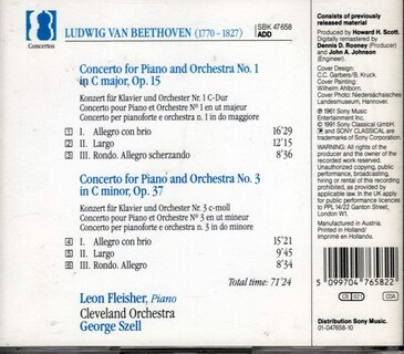 Foto 2 | Cd Beethoven Concierto Para Piano 1, 3 Sony - Venta Internacional.