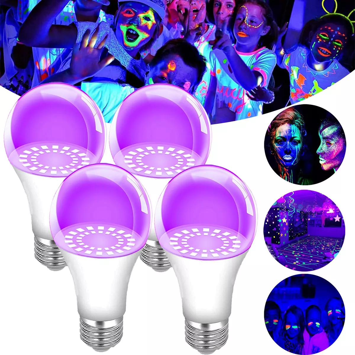 Foto 3 pulgar | Foco Luz Negra Led Uv Fluorescente Para Fiesta 9w 4 Piezas Eo Safe Imports Esi-17724 Púrpura