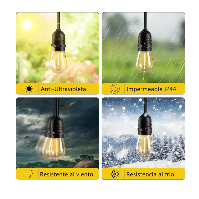 Foto 3 pulgar | 10m Guirnalda De Luces  Wünd 10+1 Focos Exterior Led Impermeable Color Negro
