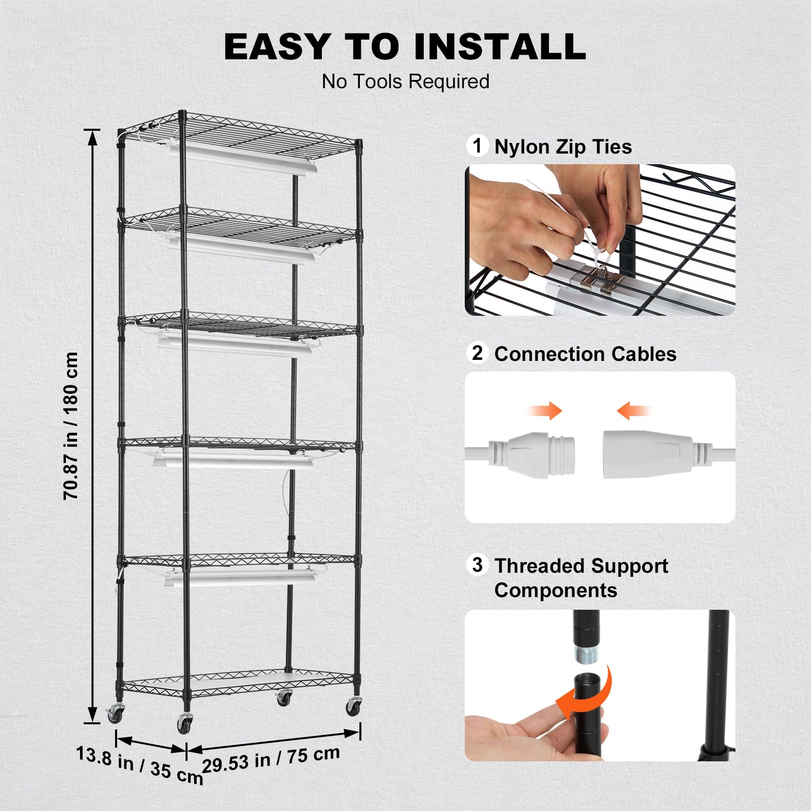 Foto 5 | Soporte Para Plantas Con Lámpara De Cultivo Vevor, 6 Niveles, 192 W 5000 K, 29,5 X 13,8 X 70,9 Cm - Venta Internacional