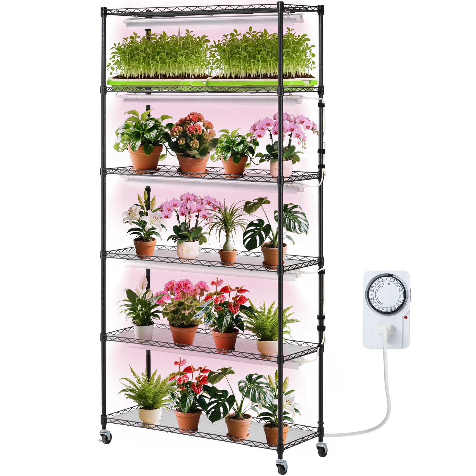 Foto 1 | Soporte Para Plantas Con Luz De Cultivo Vevor, 6 Niveles, 150 W, Espectro Completo - Venta Internacional.