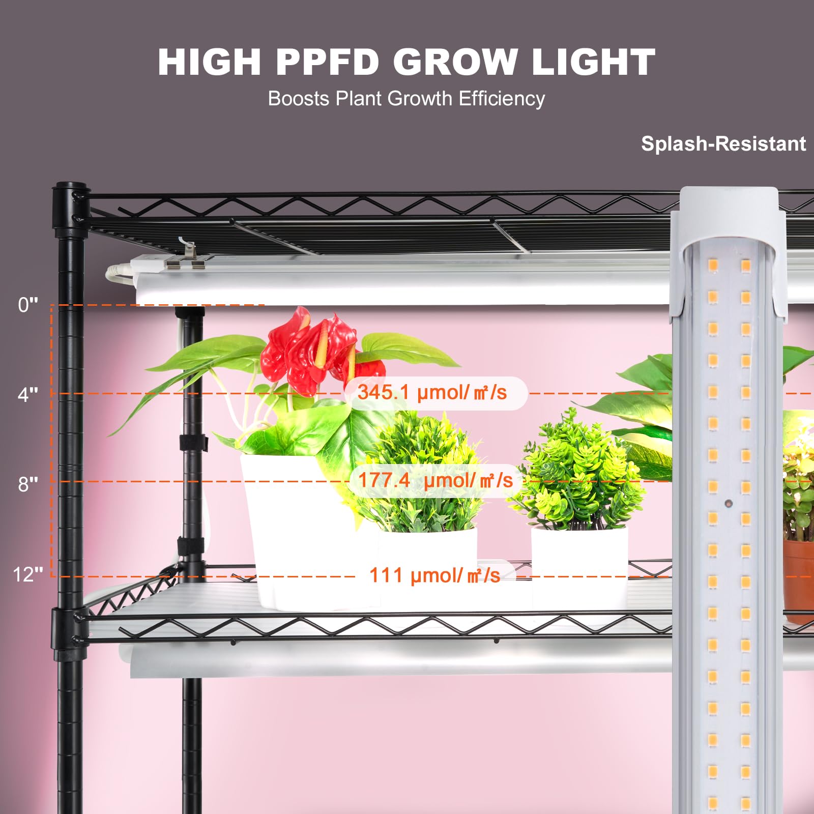 Foto 4 | Soporte Para Plantas Con Luz De Cultivo Vevor, 6 Niveles, 150 W, Espectro Completo - Venta Internacional.