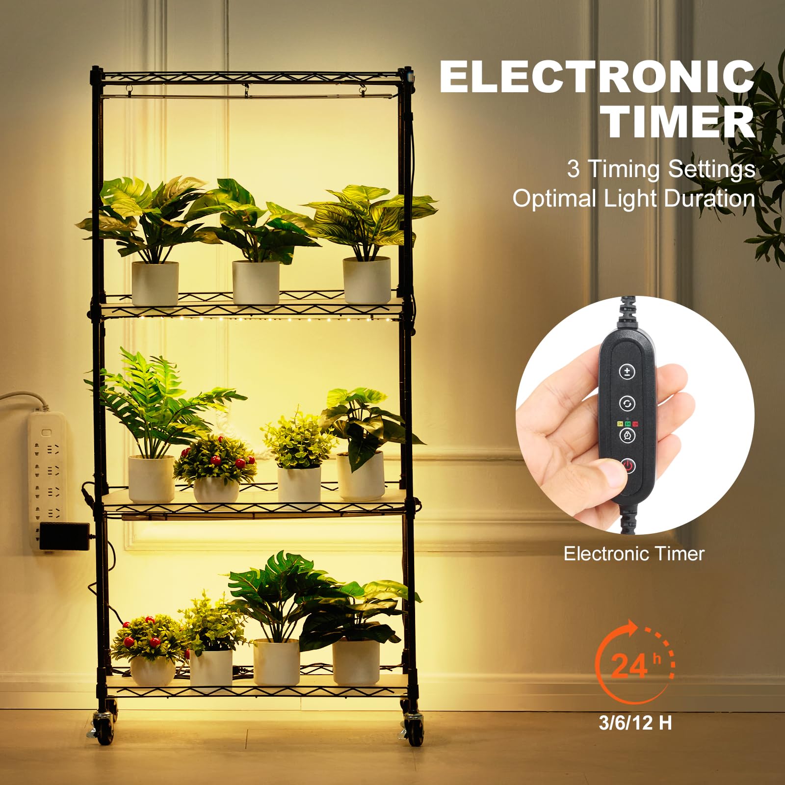 Foto 3 | Soporte Para Plantas Con Luz De Cultivo Vevor De 4 Niveles, 45 W, Espectro Completo - Venta Internacional.