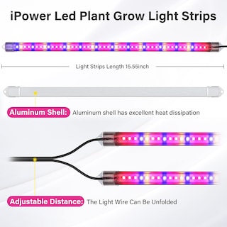 Foto 2 | Luz Led Para Cultivo De Plantas Ipower, 20 W, Espectro Completo, 2 Tubos, 48 Led - Venta Internacional.