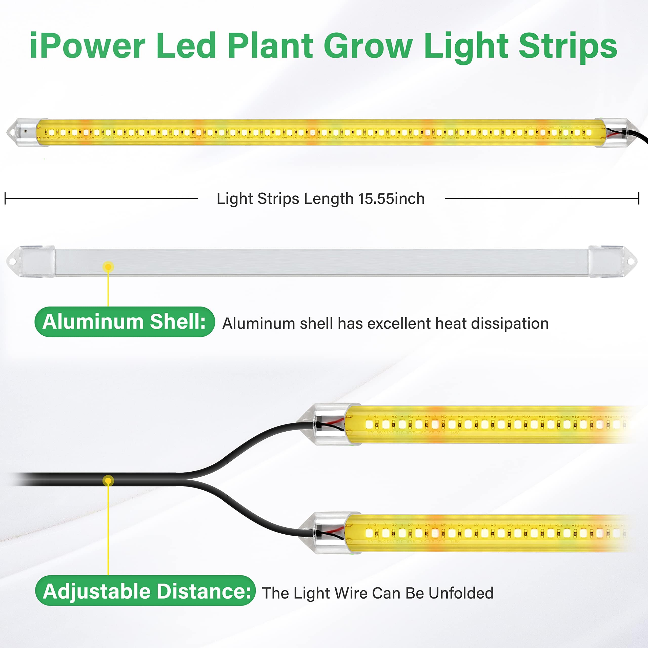 Foto 3 pulgar | Luces Led De Cultivo Ipower De 20 W De Espectro Completo Con Temporizador, 2 Tubos - Venta Internacional.