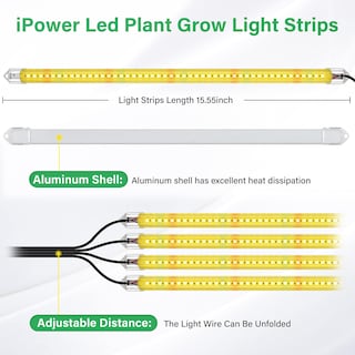 Foto 2 | Luces Led De Cultivo Ipower De 60 W De Espectro Completo Con Temporizador, 4 Tubos - Venta Internacional.