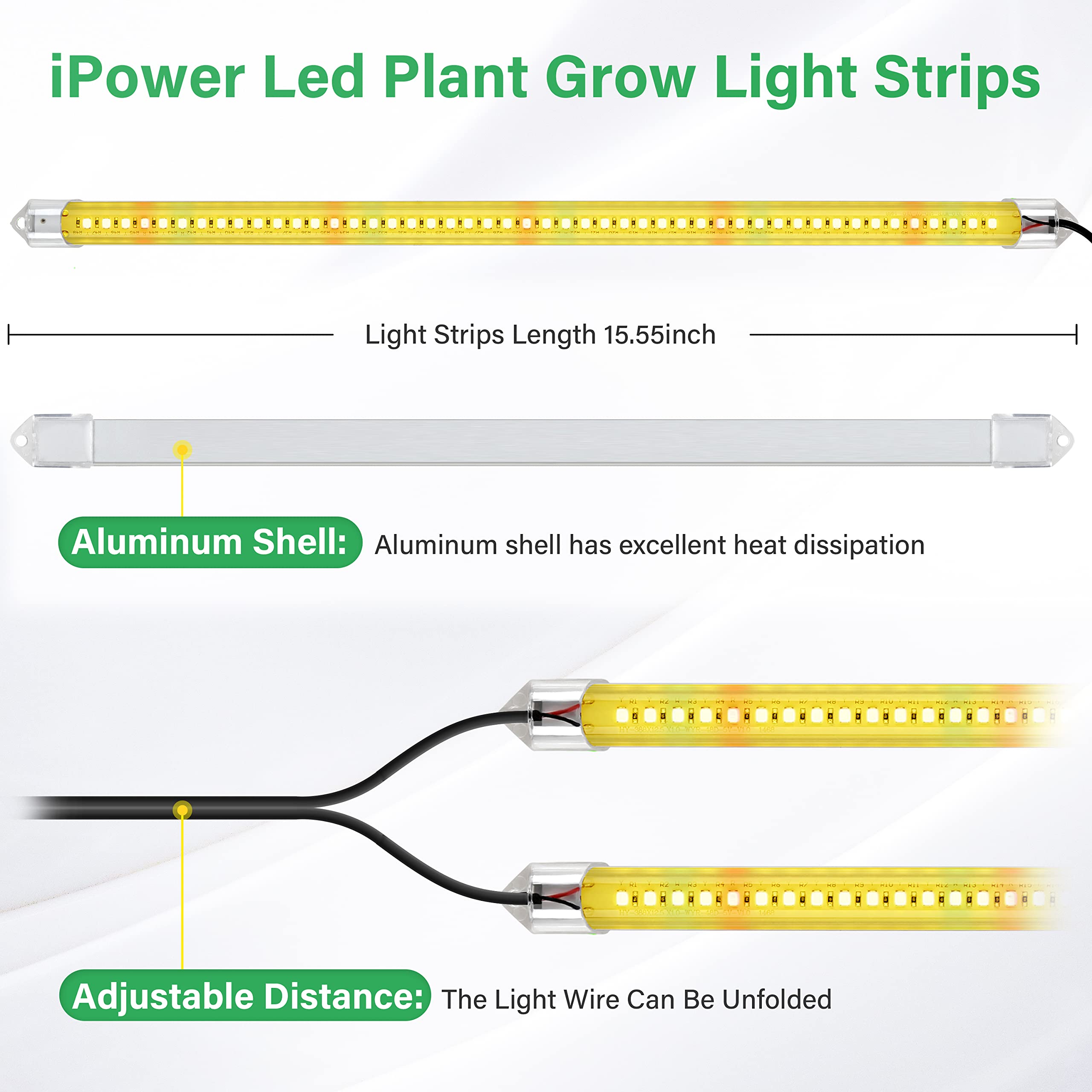 Foto 2 | Tiras De Luz Led Para Cultivo De Plantas Ipower, 20 W, Espectro Completo, 2 Tubos - Venta Internacional.