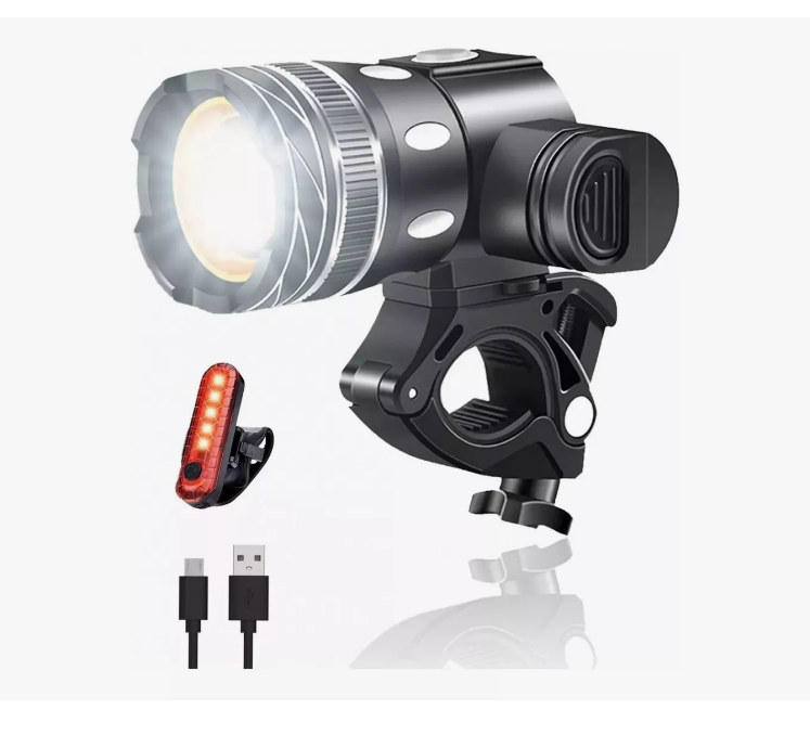 Lámpara Led Recargable 6000 Lm Impermeable Para Bicicleta Color Negro Wünd