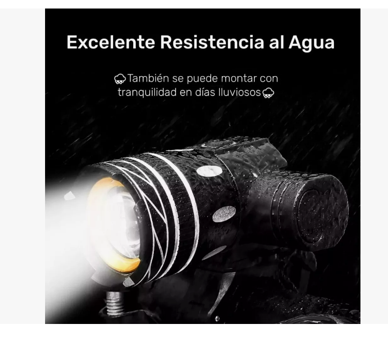 Foto 4 pulgar | Lámpara Led Recargable 6000 Lm Impermeable Para Bicicleta Color Negro Wünd