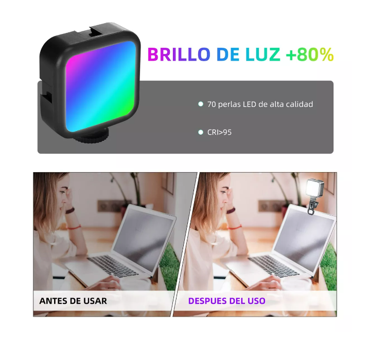 Foto 2 | Luz De Relleno Luz De Portátil Video/ Fotografía Con Trípode Color Negro Wünd