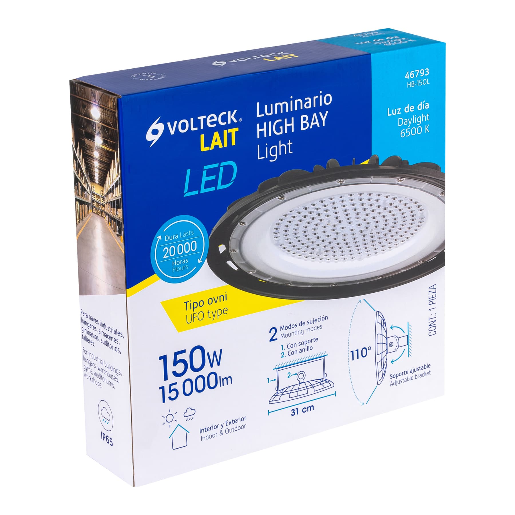 Foto 2 | Luminario De Led 150 W High Bay, Volteck, Color Negro