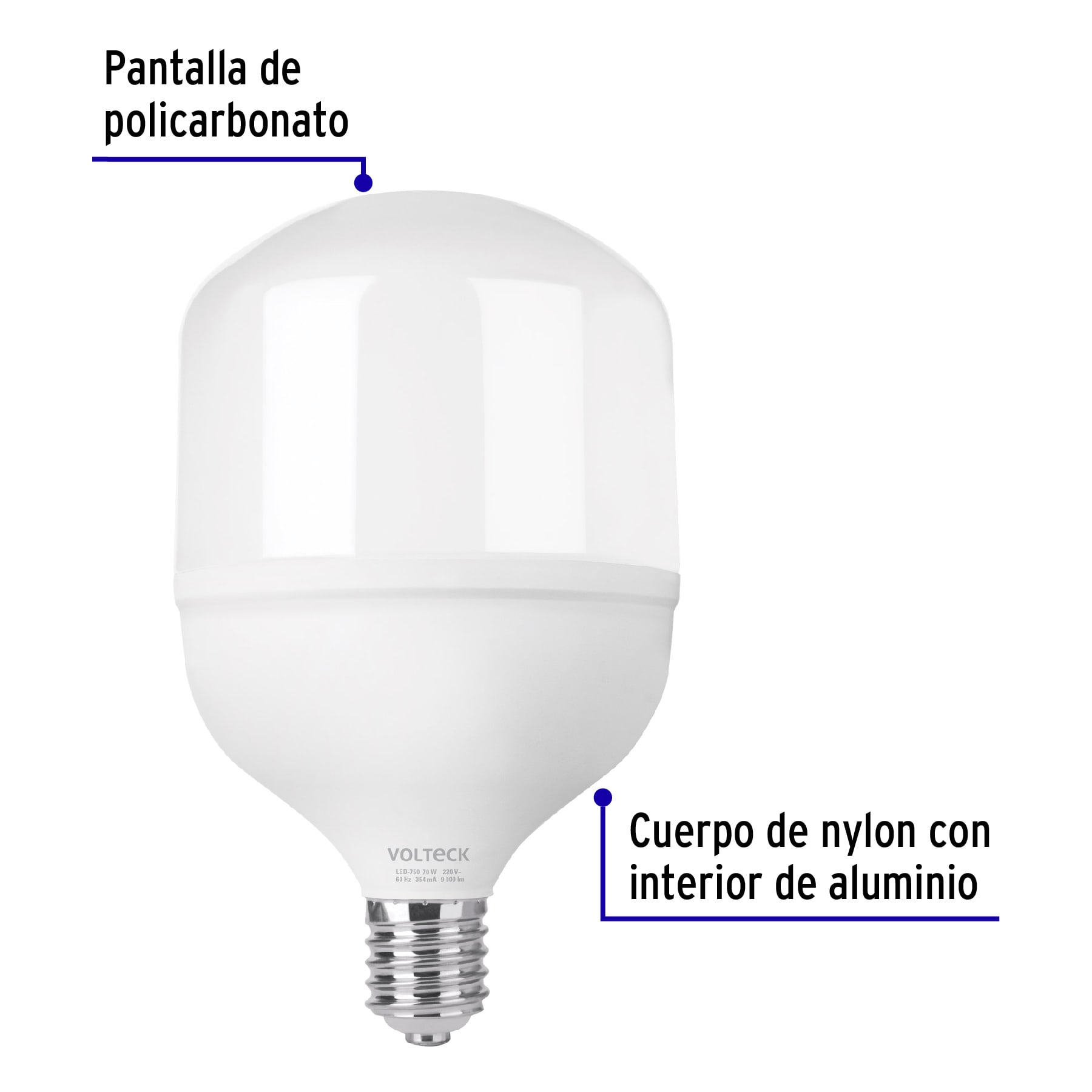 Foto 3 pulgar | Lámpara de Alta Potencia Volteck 60 W E39 Luz De Día