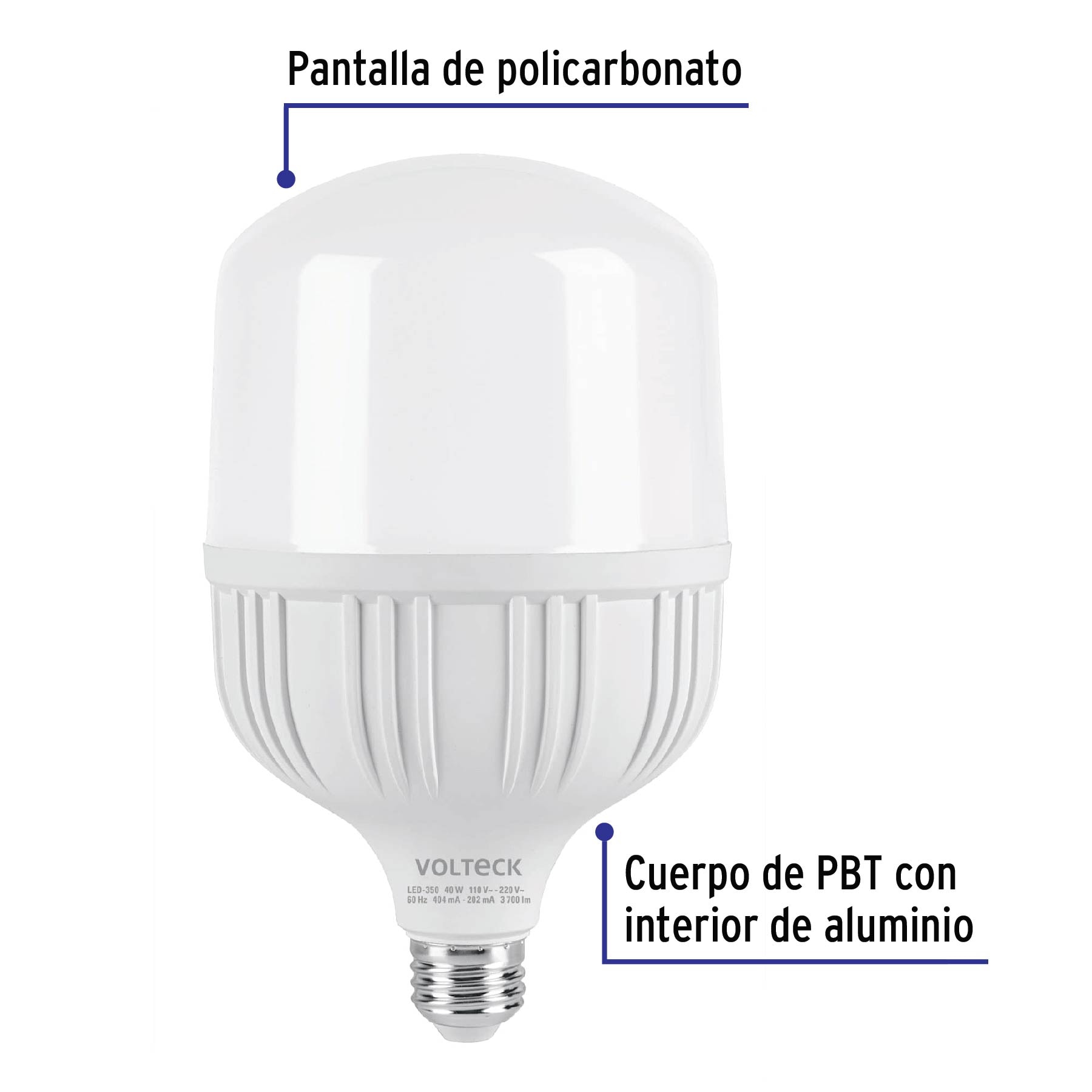 Foto 3 pulgar | Lámpara Led Volteck LED-350 color Blanco Alta Potencia 40 W (equiv 350 W)