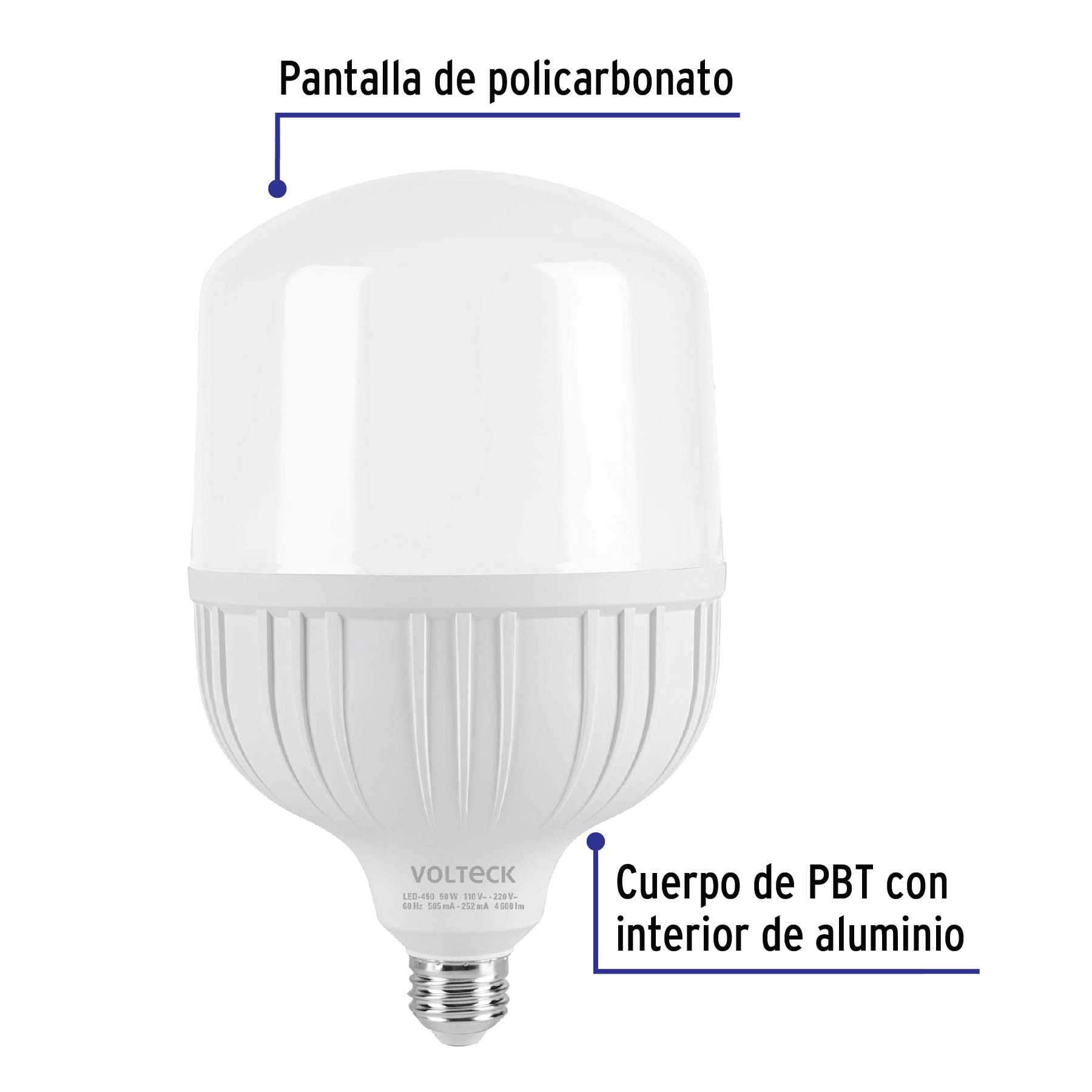 Foto 3 pulgar | Lámpara Led Volteck LED-450 color Blanco Alta Potencia 50 W (equiv 450 W)