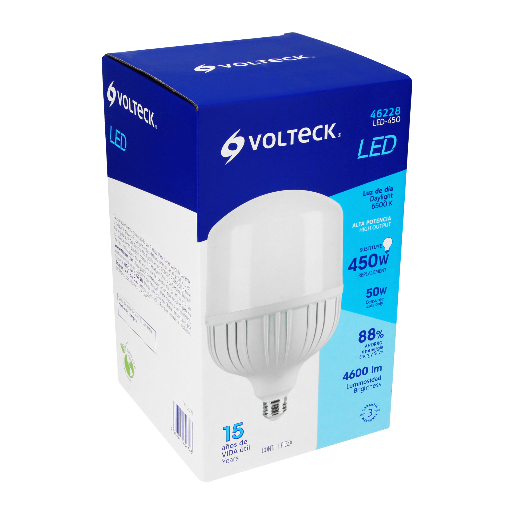 Foto 4 pulgar | Lámpara Led Volteck LED-450 color Blanco Alta Potencia 50 W (equiv 450 W)