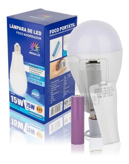 Foto 3 | Foco Led Portátil Megaluz 15w Recargable Incandescentes Ahorradores color de Luz Blanco Neutro