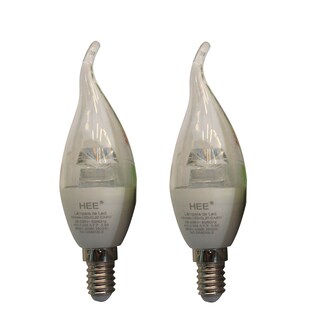 Foto 1 | Foco LED Tipo Vela HEE 4W E14 Luz Cálida Punta Curva Transparente 2 Piezas