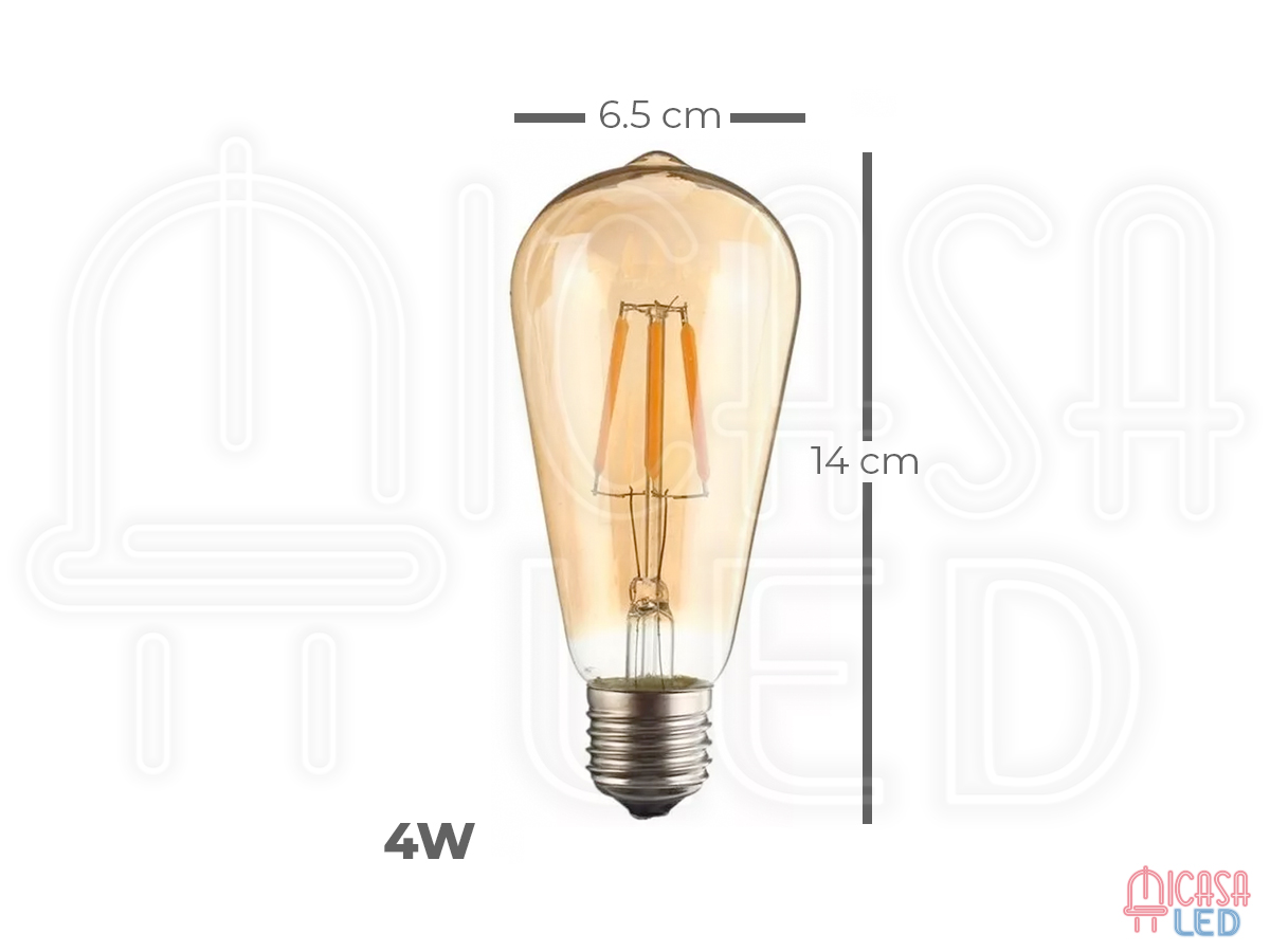 Foto 7 pulgar | 20 Foco Edison Vintage Bulbo Led St64 4w