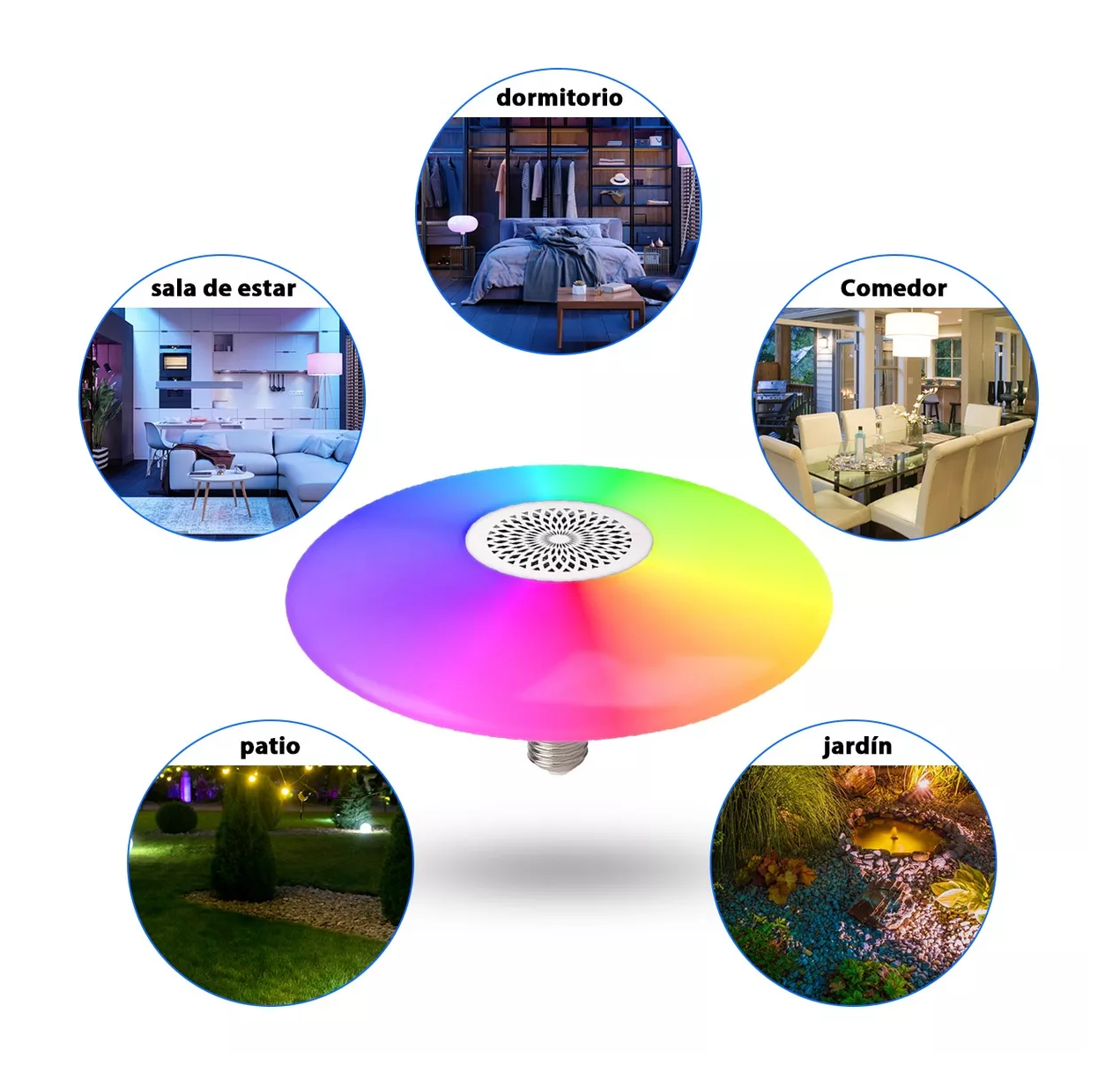 Foto 5 pulgar | Foco Led Bocina Bluetooth Rgb Multicolor + Control Remoto Blanco
