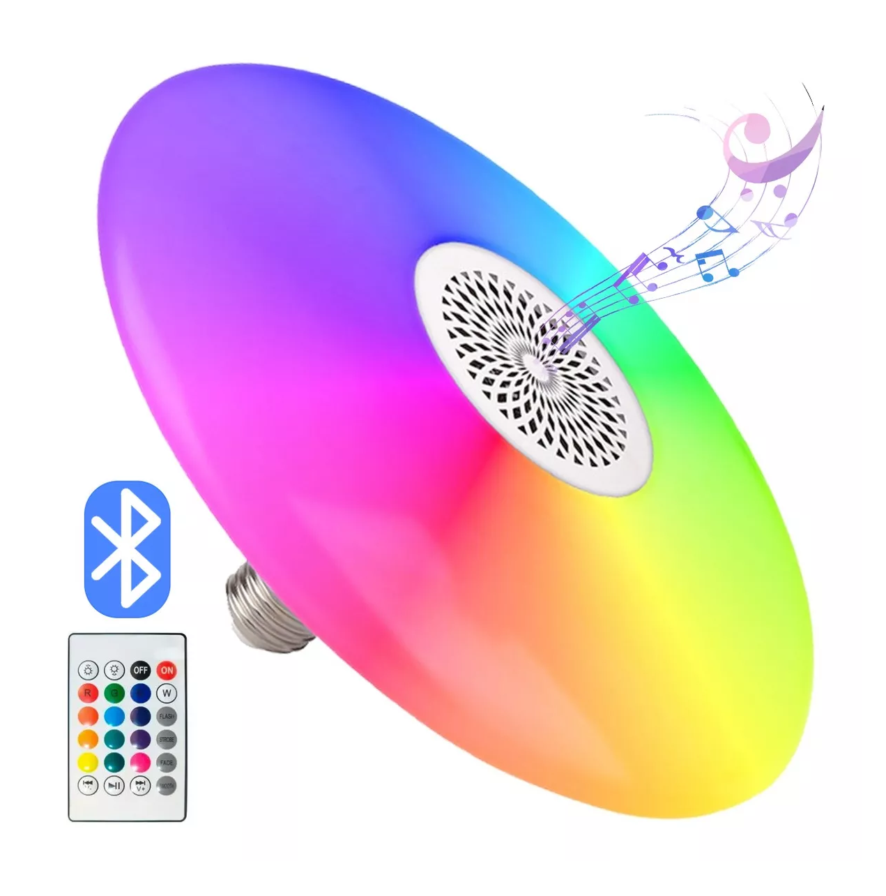 Foto 6 pulgar | Foco Led Bocina Bluetooth Rgb Multicolor + Control Remoto Blanco