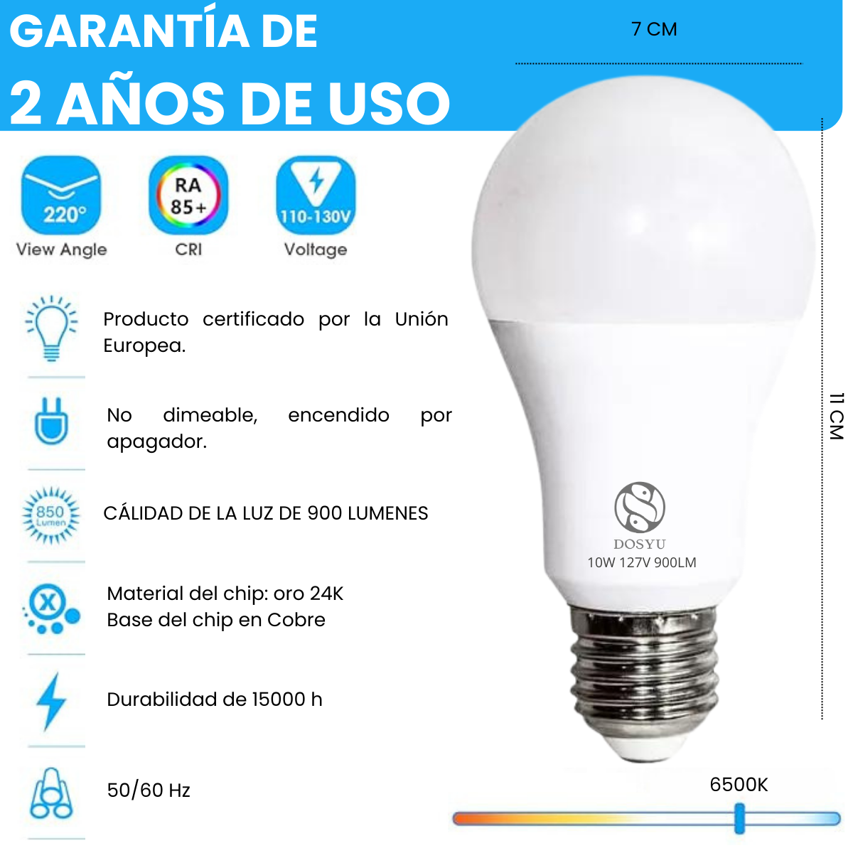 Foto 5 pulgar | Set de 6 Focos Led 10w 127v Luz Blanca Brillante