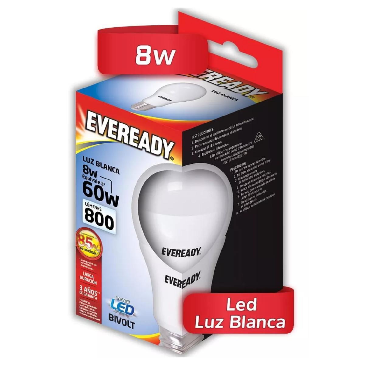 Foto 3 pulgar | Foco Led Eveready Ahorrador 8w 800 Lúmenes Luz Blanca