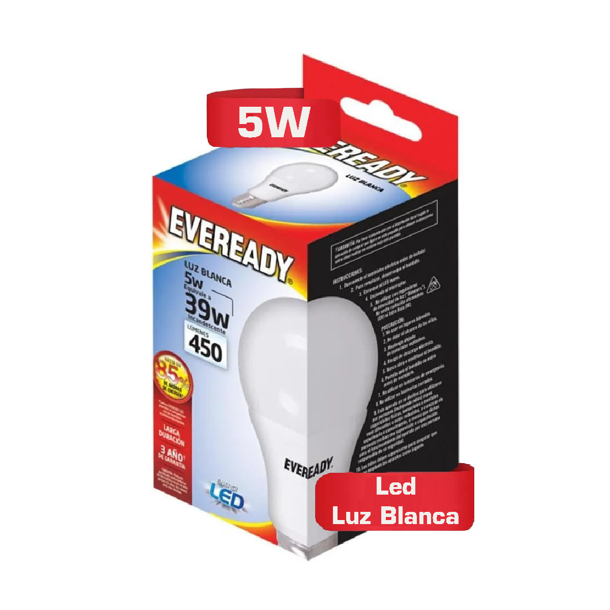 Foto 3 pulgar | Foco Led Eveready Ahorrador 5w 450 Lúmenes Luz Blanca