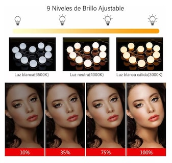 Foto 3 | Focos Led Regulables Para Espejo De Tocador, 12 Bombillas Color De La Luz White