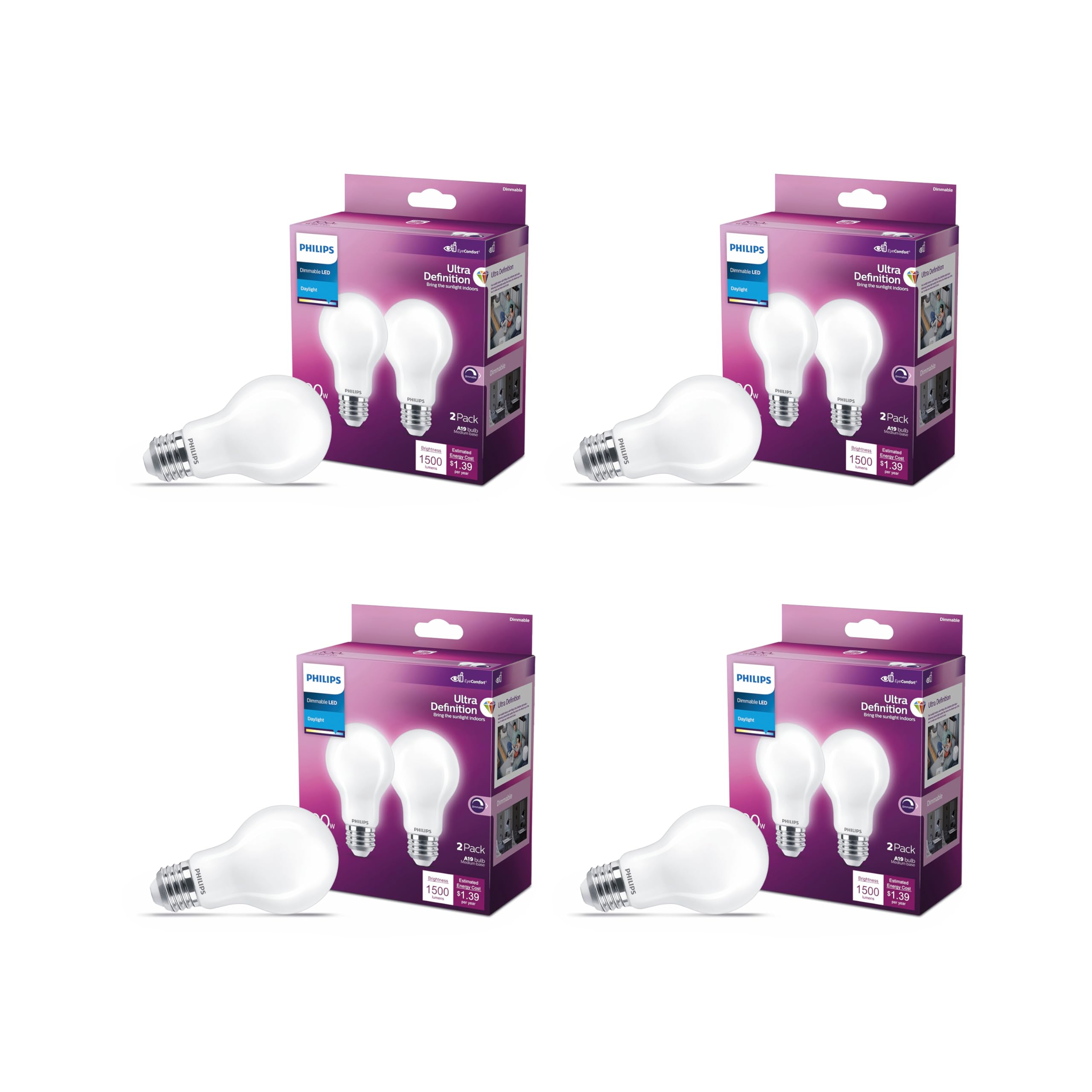 Bombilla Led Philips A19, Equivalente A 9 W, 5000 K, E26, Regulable - Venta Internacional.