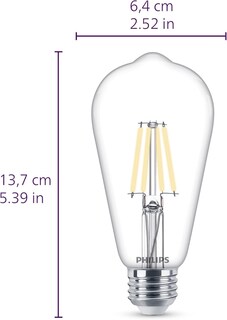 Foto 2 | Bombilla Led Philips Vintage Sin Parpadeo, Transparente, St19, 8 W = 75 W, 2700 K - Venta Internacional.