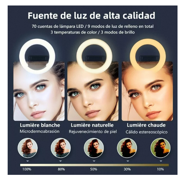Foto 3 | Aro Luz Led De Remoto Selfie Con Tripie Portatil Inalámbrica
