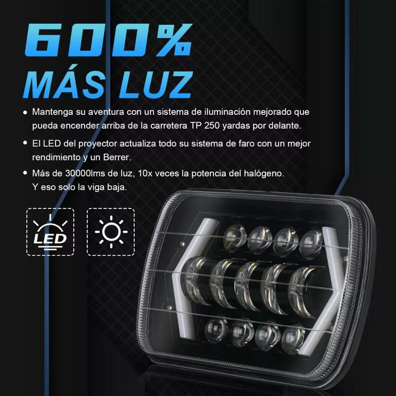 Foto 5 pulgar | Faros Led 5x7 6x7 H4 Para Jeep Wrangler Yj Cherokee Xj - Venta Internacional.