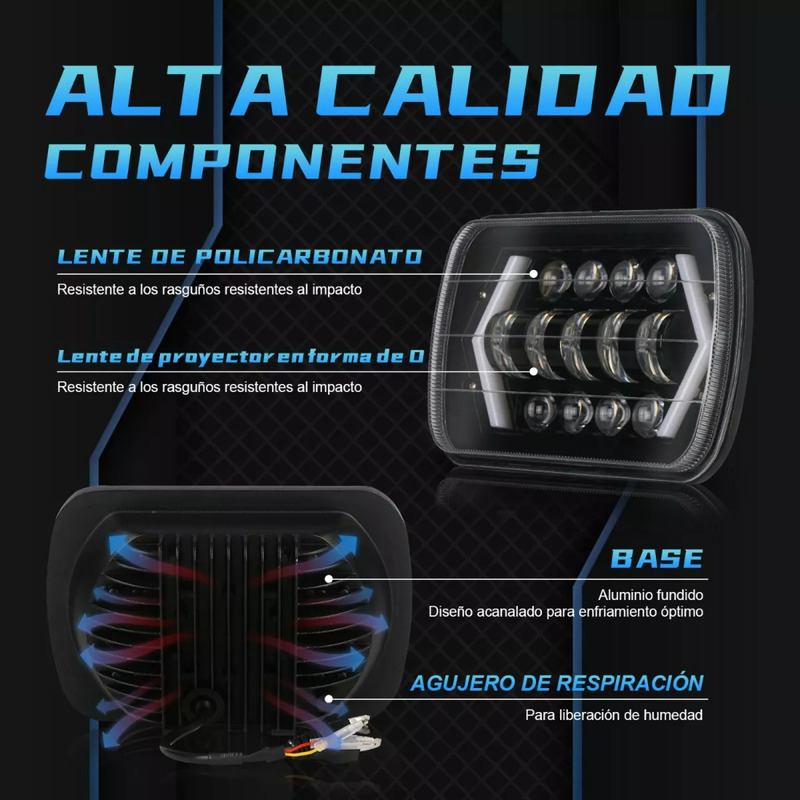 Foto 7 pulgar | Faros Led 5x7 6x7 H4 Para Jeep Wrangler Yj Cherokee Xj - Venta Internacional.